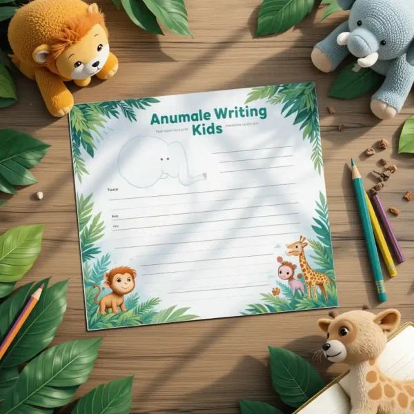 Animal Adventure Creative Writing Worksheet for Kids – Fun Jungle-Themed Activity